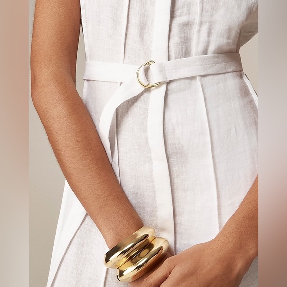 J Crew NWT Seamed Linen Dress with Removable Belt Size Small in White - Picture 2 of 16